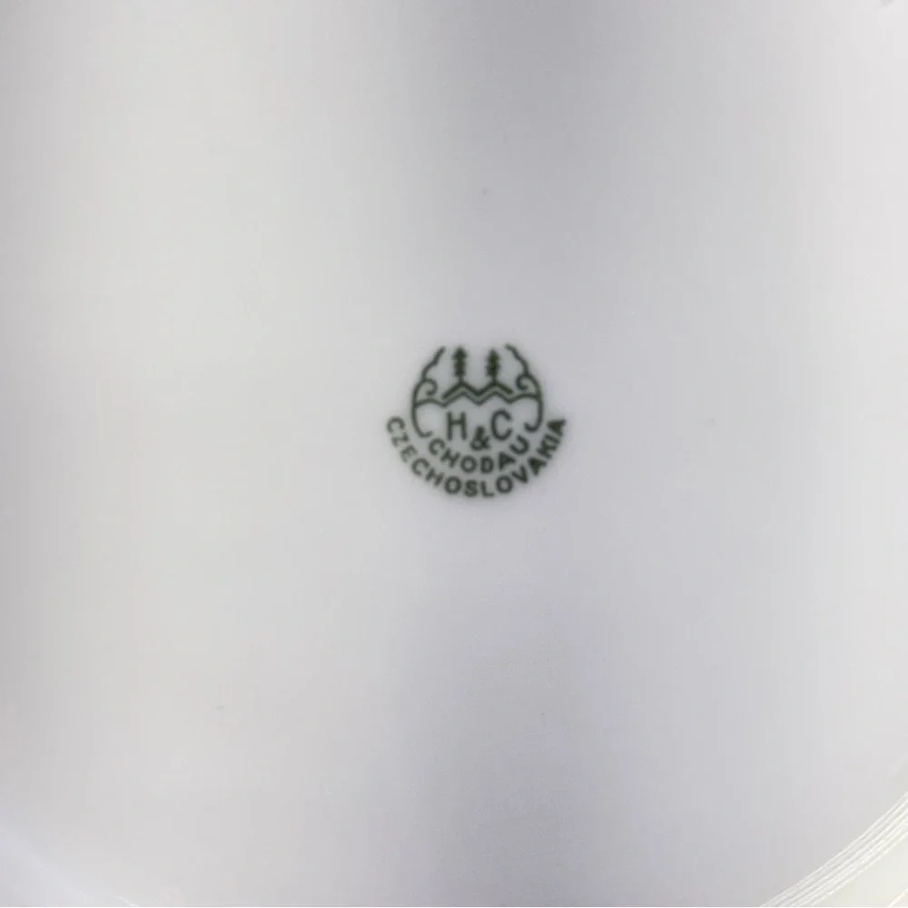 H & C Chodau Czechoslovakia White Soup Tureen with Handles